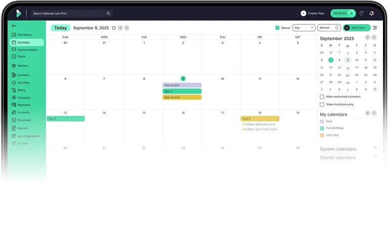 Modern tax law software dashboard